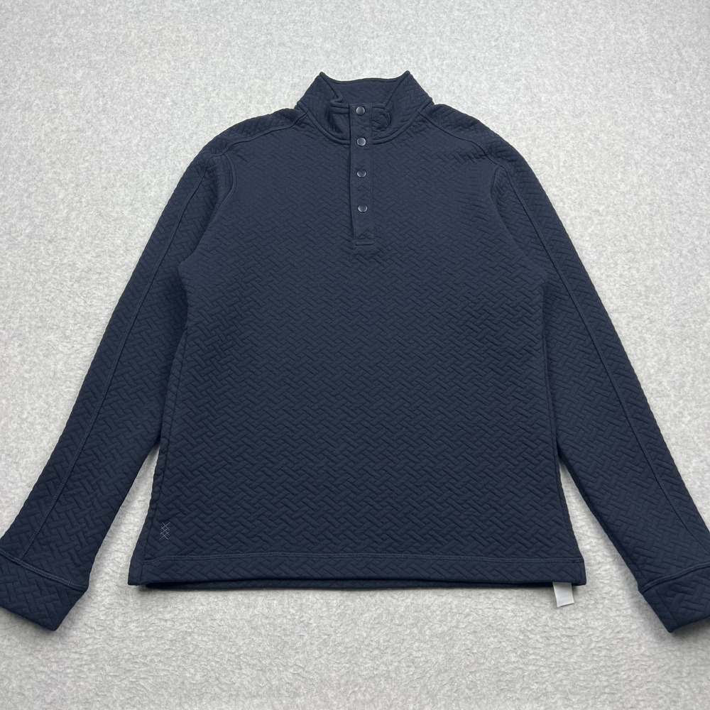 Rhone Weekender Pullover Men's Small Navy Blue Quilted Mock Snap Relaxed Sweater